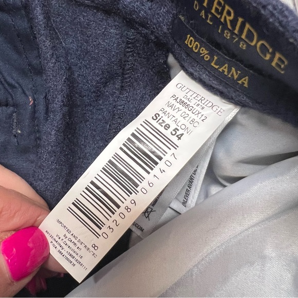 Gutteridge Men's Pure Wool Drawstring Trousers Navy Size IT 54 (US 38) NWT - Picture 6 of 14